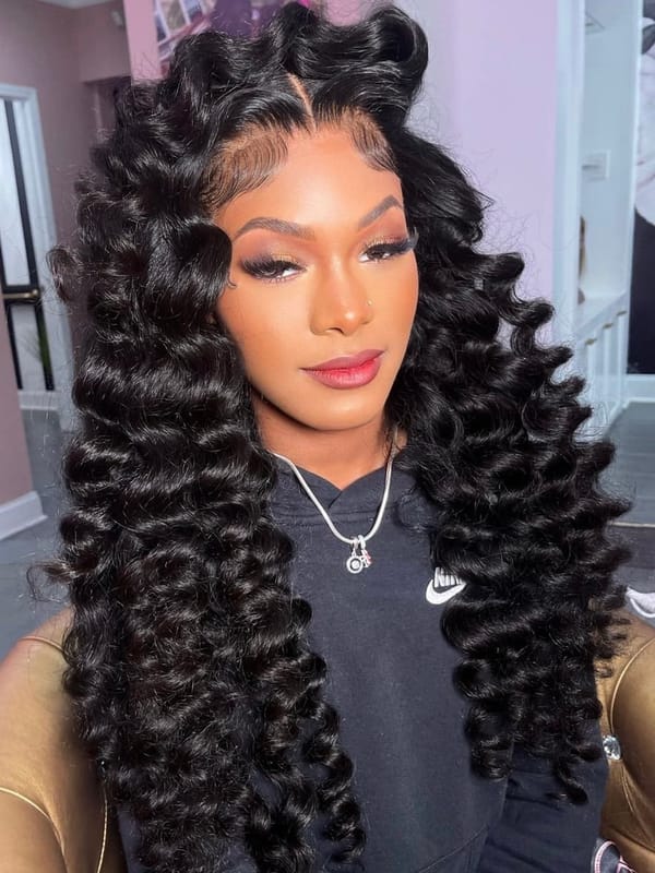 Keswigs 13x4 human hair HD Lace front wigs 180 density loose wave lace frontal wigs