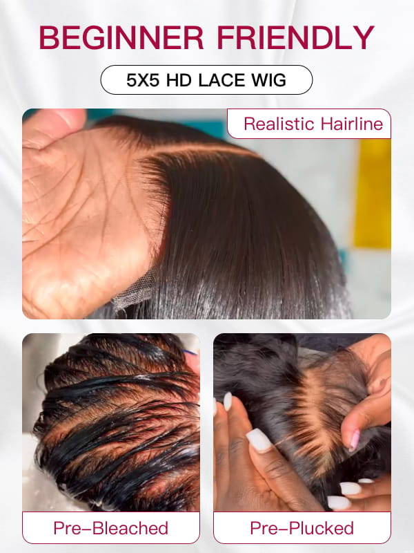 Keswigs 5x5 Glueless wig human hair HD lace closure wigs 180 density body wave wigs