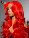 Keswigs 6x6 HD Lace front wigs virgin human hair 200 density lace frontal body wave wigs red color