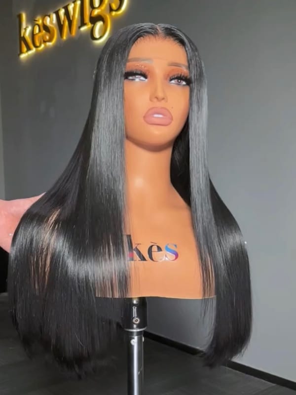 Keswigs 5x5 Glueless wig human hair HD lace closure wigs 180 density straight wigs (copy)