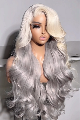 Keswigs 6x6 HD Lace front wigs virgin human hair 200 density lace frontal body wave wigs grey color