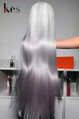 Keswigs 6x6 HD Lace front wigs virgin human hair 200 density lace frontal straight wigs grey color