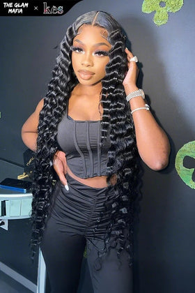 KES X glammedbytracey 30 inch 13x6 HD Lace front wigs virgin human hair 200 density lace frontal loose wave wigs natural color