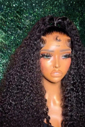 Keswigs virgin human hair HD Full Lace wigs 200 density curly wave wigs