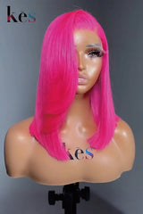 Keswigs 6×6 HD Lace Closure Wigs Virgin Human Hair 200 Density Lace Closure Straight Wigs Pink Color