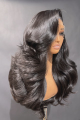 Keswigs 6X6 HD Lace Wigs  Layer Wavy Bouncy Curl Side Part Raw Hair 300 Density