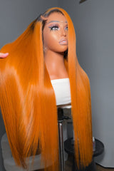 Keswigs 13X6 HD Lace Wigs Ginger Color Silky Straight Raw Hair 300 Density