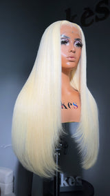 Keswigs 6X6 HD Lace Wigs  Platinum Blonde Silky Straight Raw Hair 300 Density