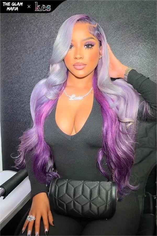 Personality purple wig KF81559
