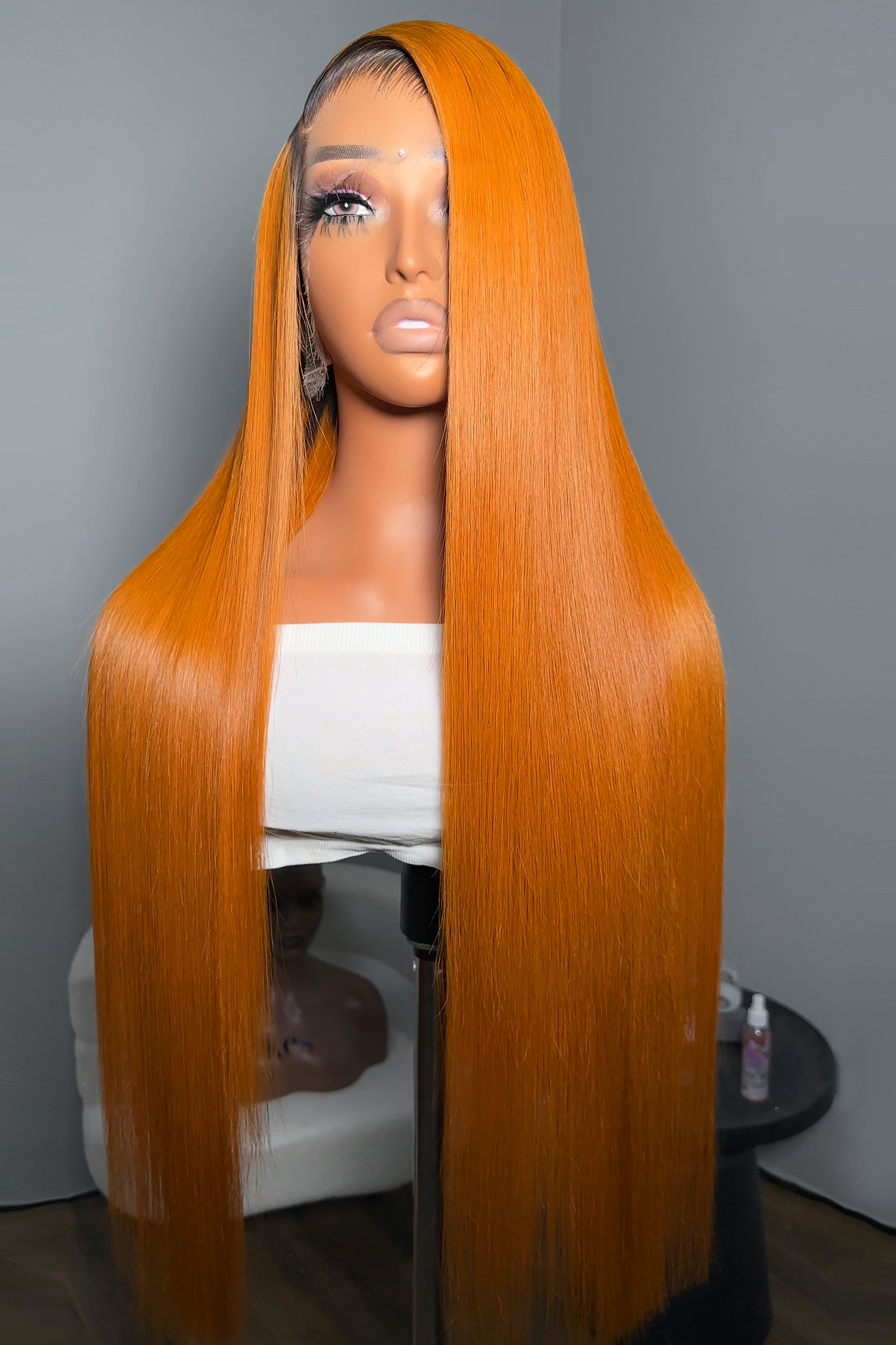 Keswigs 13X6 HD Lace Wigs Ginger Color Silky Straight Raw Hair 300 Density