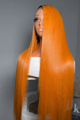 Keswigs 13X6 HD Lace Wigs Ginger Color Silky Straight Raw Hair 300 Density