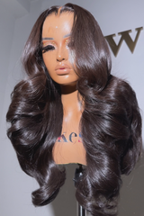 Keswigs 6X6 HD Lace Wigs  Layer Wavy Bouncy Curl Middle Part Raw Hair 300 Density