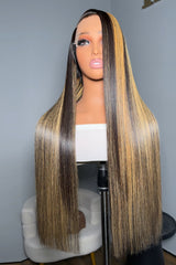Keswigs 6X6 / 5x5 HD Lace Side Part Wigs Highlight Silky Straight Raw Hair 300 Density