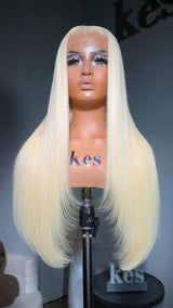 Keswigs 6X6 HD Lace Wigs  Platinum Blonde Silky Straight Raw Hair 300 Density