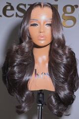 Keswigs 6X6 HD Lace Wigs  Layer Wavy Bouncy Curl Middle Part Raw Hair 300 Density