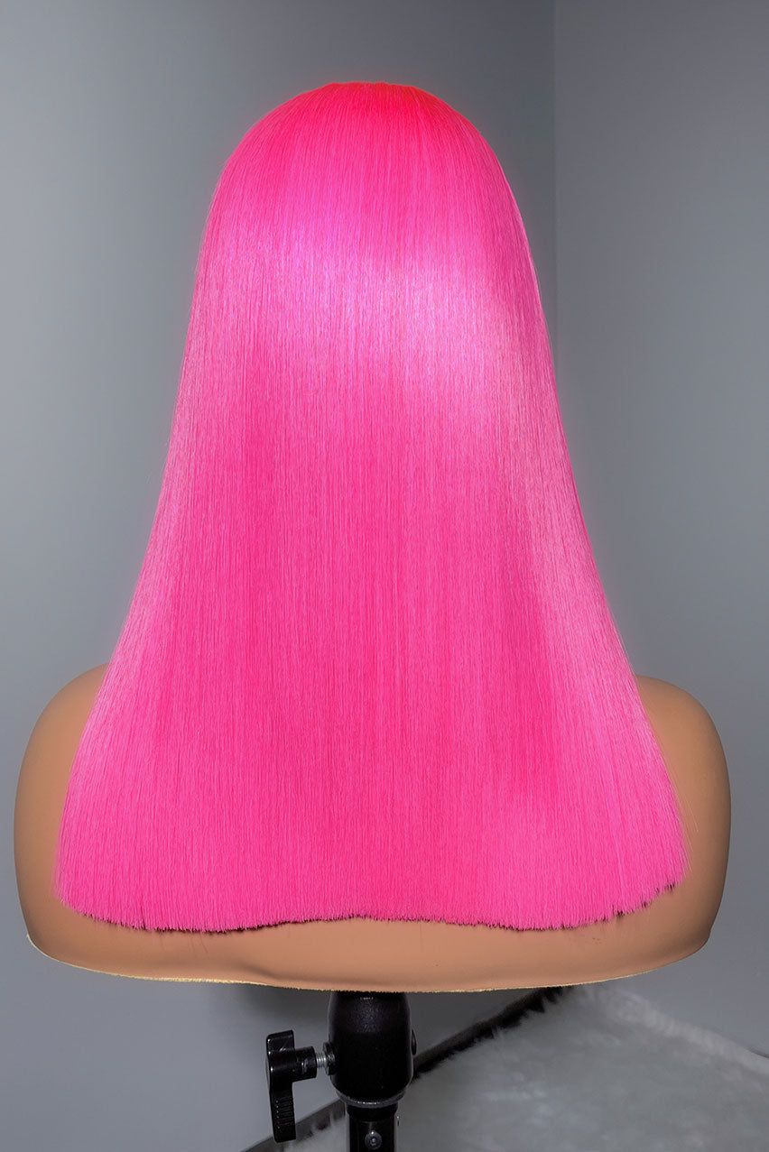 Keswigs 6×6 HD Lace Closure Wigs Virgin Human Hair 200 Density Lace Closure Straight Wigs Pink Color
