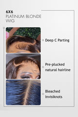 Keswigs 6x6 HD Lace Wigs Virgin Human Hair 200 Density Side Part Blunt Cut Bob Blue Color