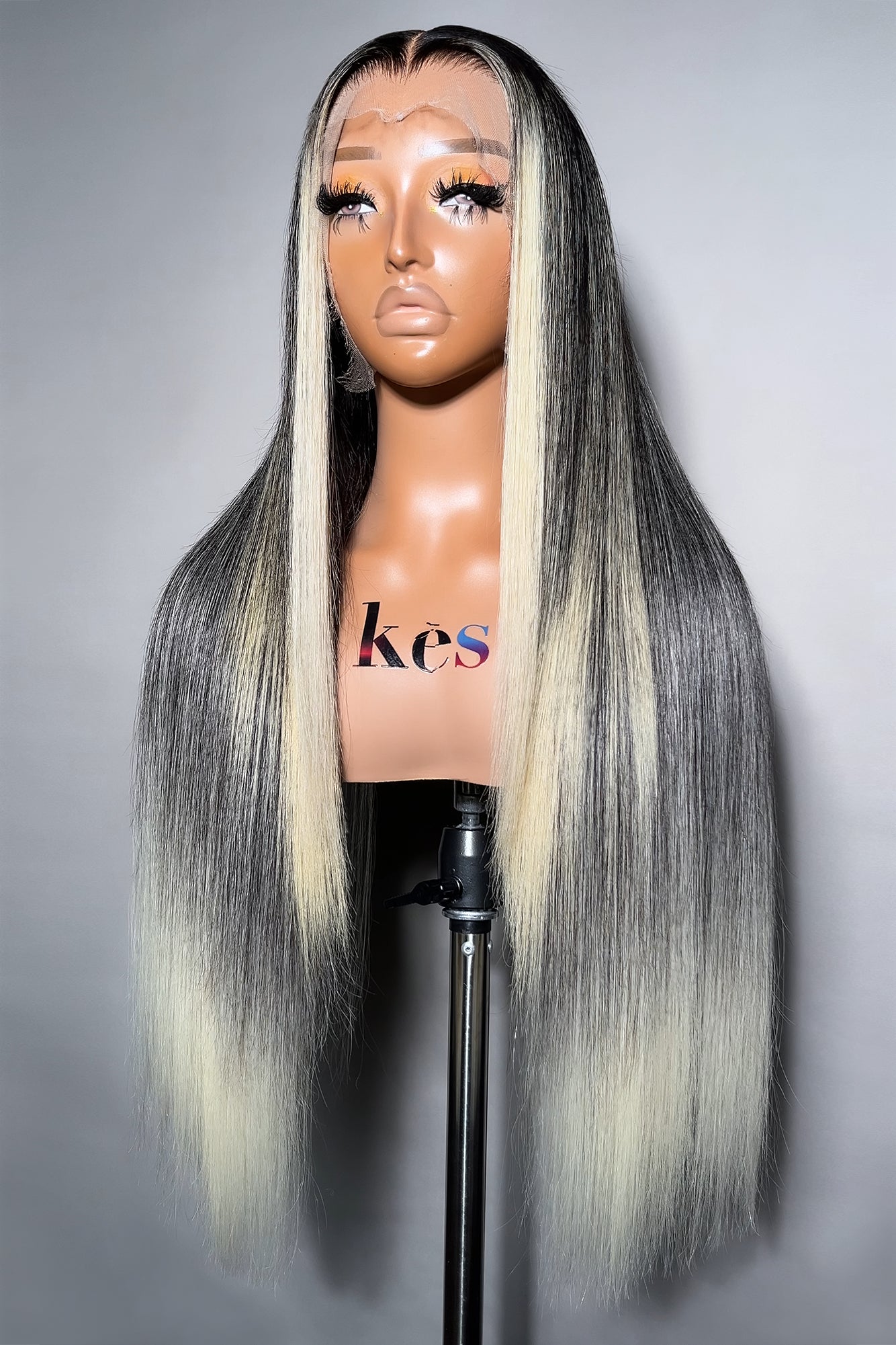 Keswigs 13X6 HD Lace Wigs Balayaga White Color Virgin Human Hair 200 Density Sleek Straight