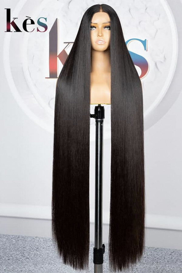 Keswigs 40 Inch 300 Density 13x6 HD Lace Frontal Virgin Human Hair Straight Wig in Natural Color - A Display of Natural Beauty