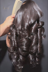 Keswigs 6X6 HD Lace Wigs  Layer Wavy Bouncy Curl Side Part Raw Hair 300 Density
