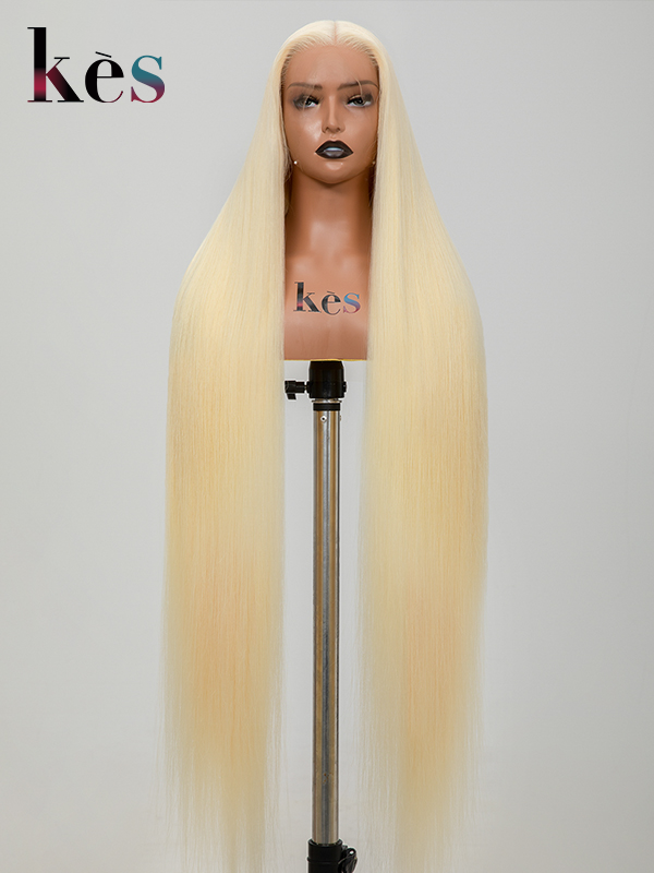 Keswigs virgin human hair HD Full Lace wigs 300 density straight wigs blonde color
