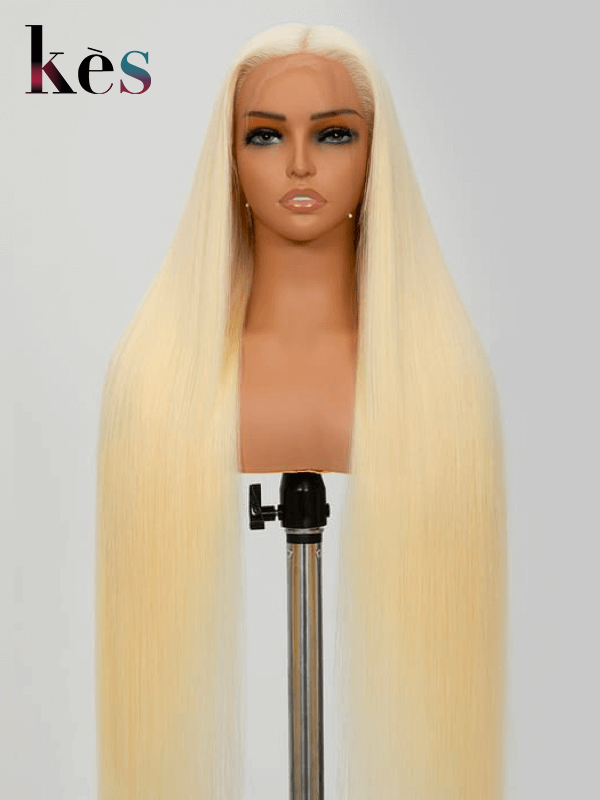 Keswigs Blonde 200 density straight virgin human hair 13x6 HD Lace front wigs