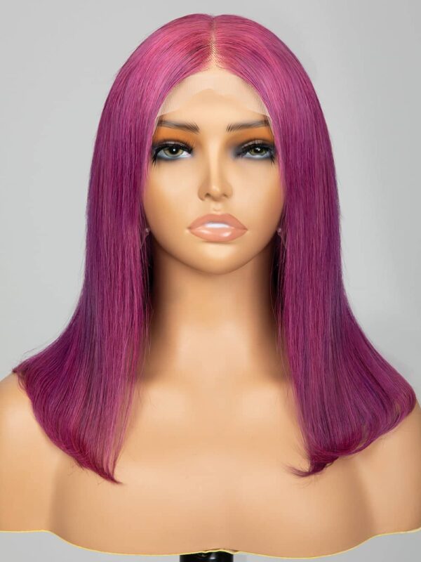 Keswigs Purple color 4x4 transparent lace closure wig 180% density human hair wigs