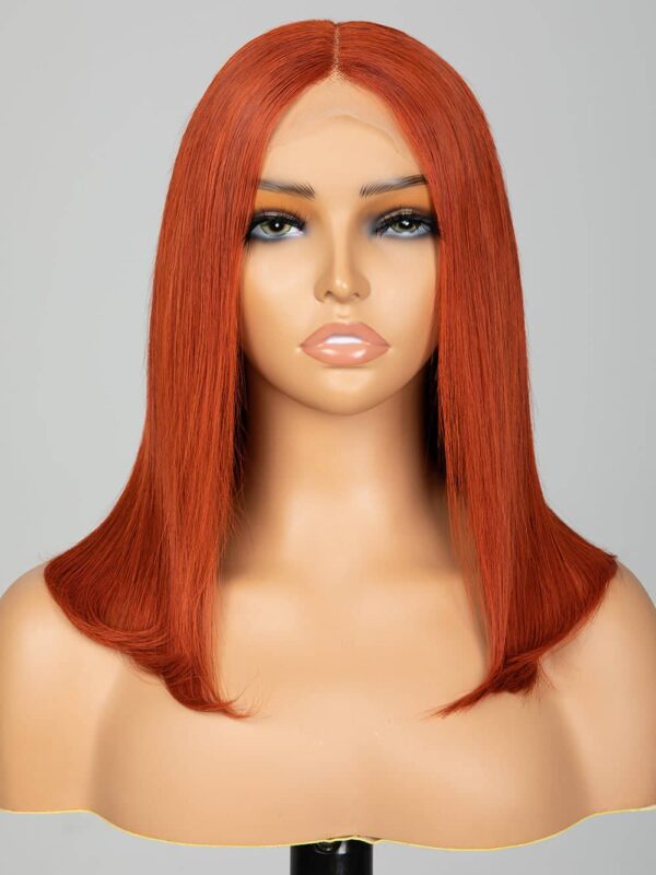 Keswigs Orange color 4x4 transparent lace closure wig 180% density human hair wigs