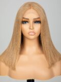 Keswigs Brown color 4x4 transparent lace closure wig 180% density human hair wigs