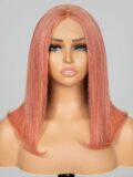 Keswigs Dark pink color 4x4 transparent lace closure wig 180% density human hair wigs