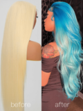Kes X  officialmicah 26 inch 13x6 HD Lace front wigs virgin human hair 200 density lace frontal body wave wigs sugar ice blue color