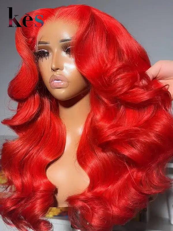 Keswigs 6x6 HD Lace front wigs virgin human hair 200 density lace frontal body wave wigs red color