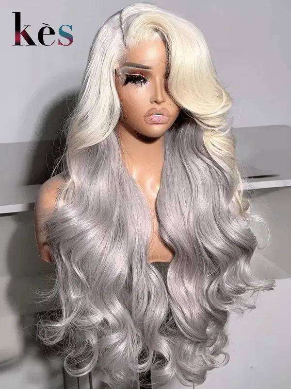 Keswigs 6x6 HD Lace front wigs virgin human hair 200 density lace frontal body wave wigs grey color