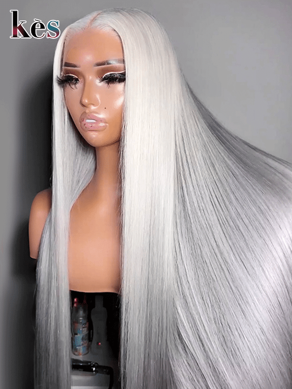Keswigs 6x6 HD Lace front wigs virgin human hair 200 density lace frontal straight wigs grey color