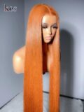 Keswigs virgin human hair HD Full Lace wigs 300 density straight wigs light brown color
