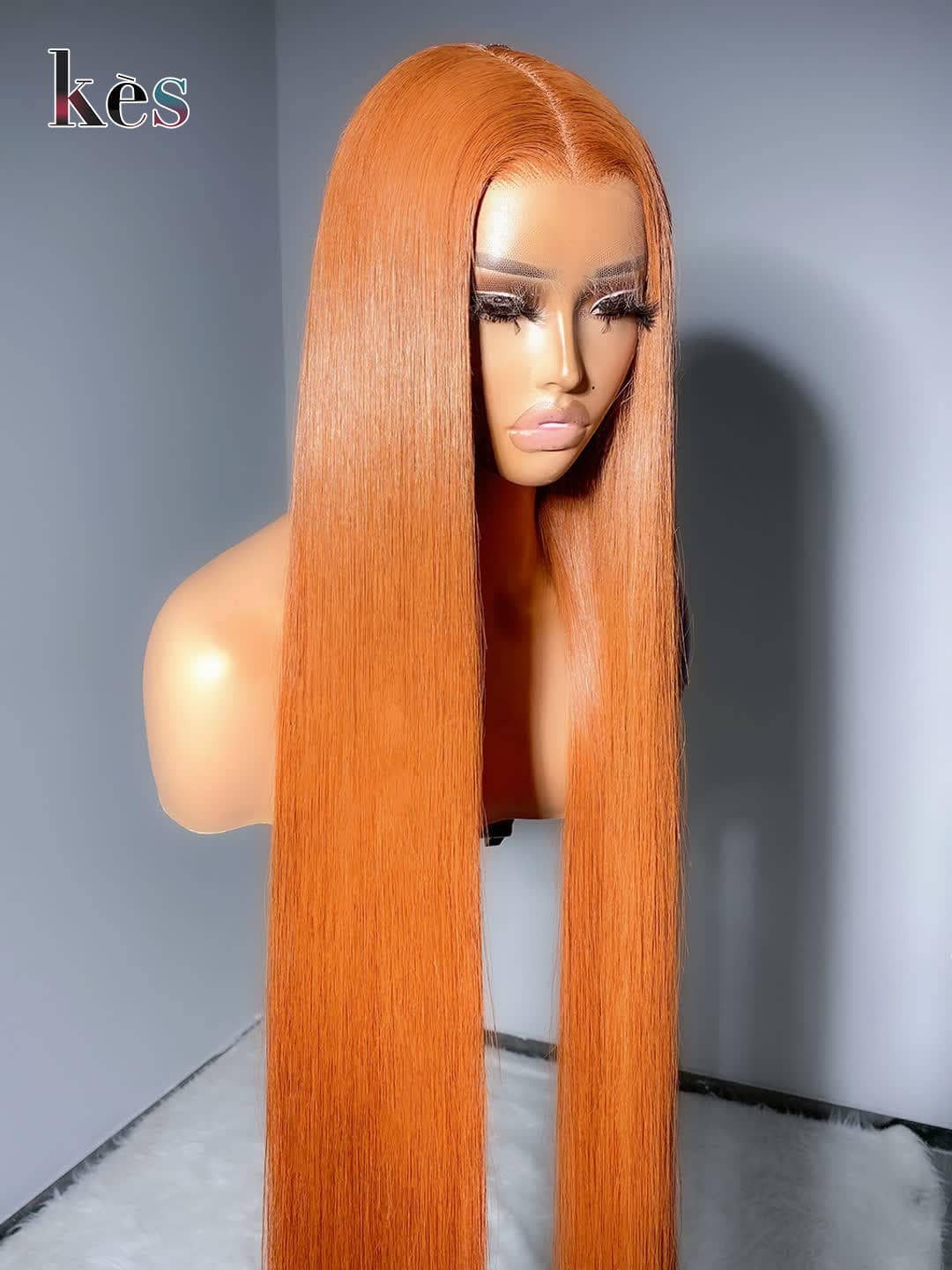 Keswigs virgin human hair HD Full Lace wigs 300 density straight wigs light brown color