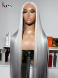 Keswigs 6x6 HD Lace front wigs virgin human hair 200 density lace frontal straight wigs grey color