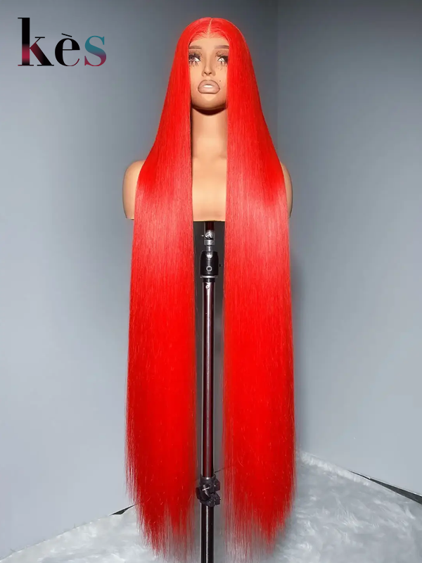 Keswigs virgin human hair HD Full Lace wigs 300 density straight wigs red color