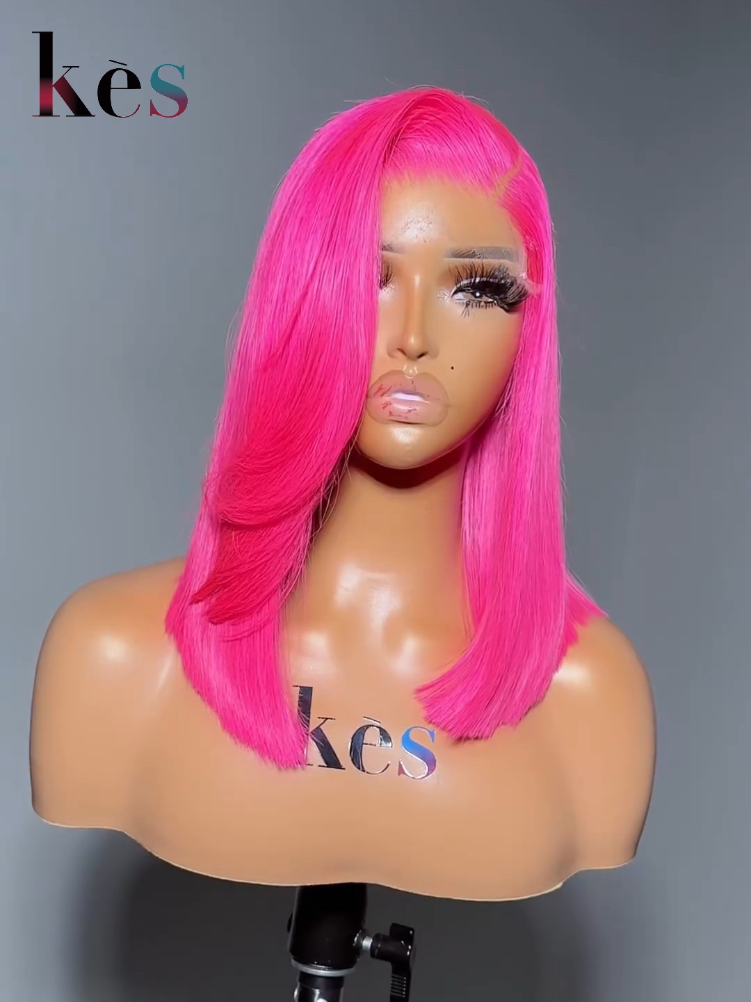 Keswigs 6×6 HD Lace Closure Wigs Virgin Human Hair 200 Density Lace Closure Straight Wigs Pink Color