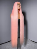 Keswigs virgin human hair HD Full Lace wigs 300 density straight wigs pink color