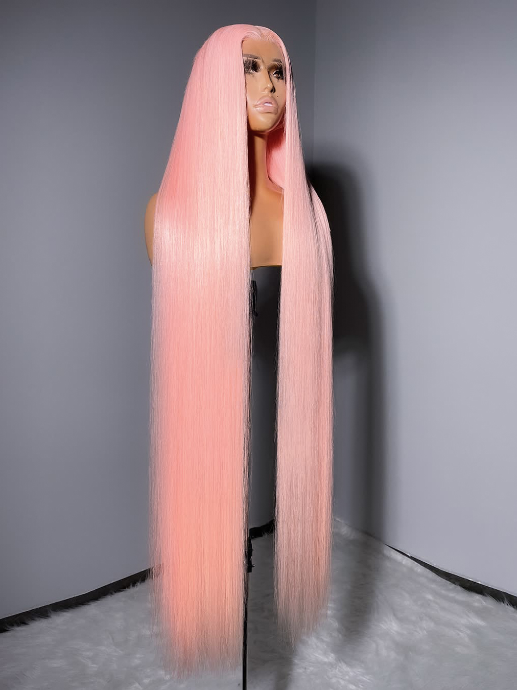 Keswigs virgin human hair HD Full Lace wigs 300 density straight wigs pink color