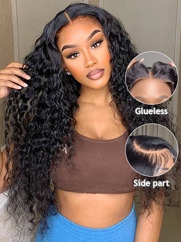 180% Density | Water Wave 5x5 Frontal HD Lace Glueless Free Part Long Wig 100% Human Hair