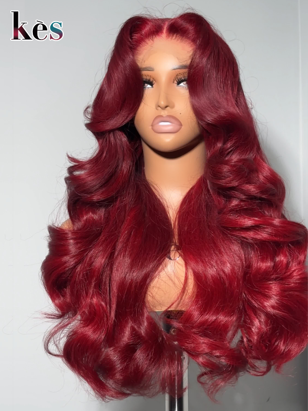 Keswigs 6×6 HD Lace Front Wigs Virgin Human Hair 200 Density Lace Frontal Body Wave Wigs Rich Red Color