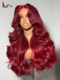 Keswigs 6×6 HD Lace Front Wigs Virgin Human Hair 200 Density Lace Frontal Body Wave Wigs Rich Red Color